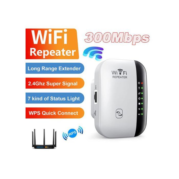 Répéteur WiFi 300Mbps, Amplificateur et Extendeur de Signal Sans Fil avec Port Ethernet, Compatible Toutes Box Internet