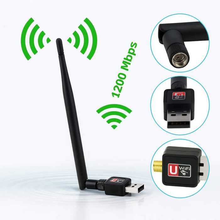 Clé WiFi 1200 Mbps Adaptateur USB – Connexion Sans Fil Ultra-Rapide pour PC, TV et Plus – Adaptateur WiFi 1200 Mbps Haut Débit