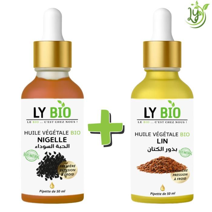 LYBIO PACK HUILE NIGELLE 50ML - PIPETTE + HUILE LIN 50ML - PIPETTE