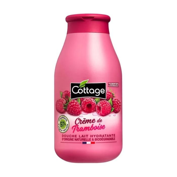 Douche lait - COTTAGE - Framboise - 250 ml - Hydratante - Pour femme