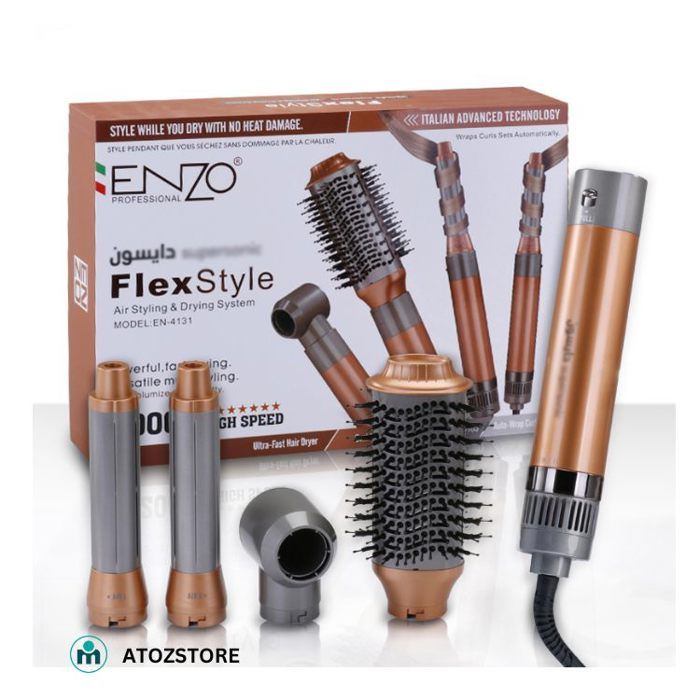 ENZO 1500W Multi Styler professionnel, brosse à air chaud et froid, sèche-cheveux, lisseur et bigoudi