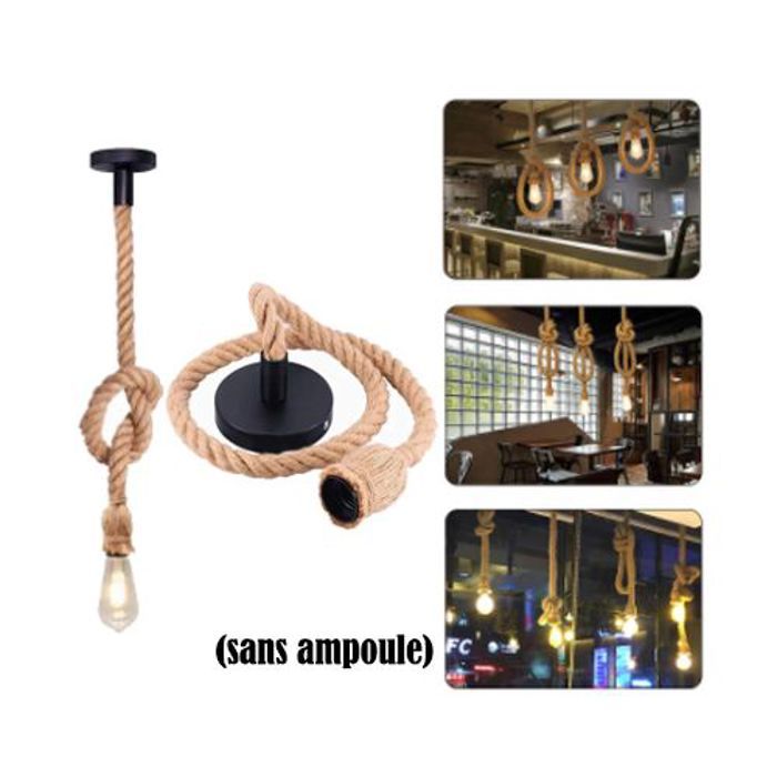 Lustre - Vintage - Corde de chanvre - Acier - Intérieur - Style industriel