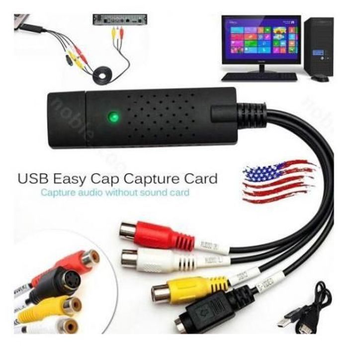 Adaptateur carte capture Audio Vidéo - USB2.0 - Portable - Enregistrement - Lecture - Noir