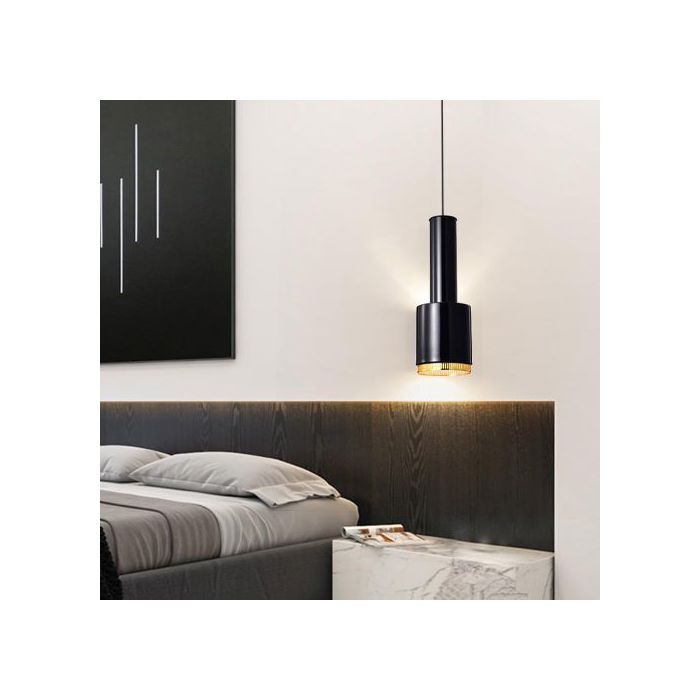 Suspension Industriel simple Noir intérieur doré -E27-
