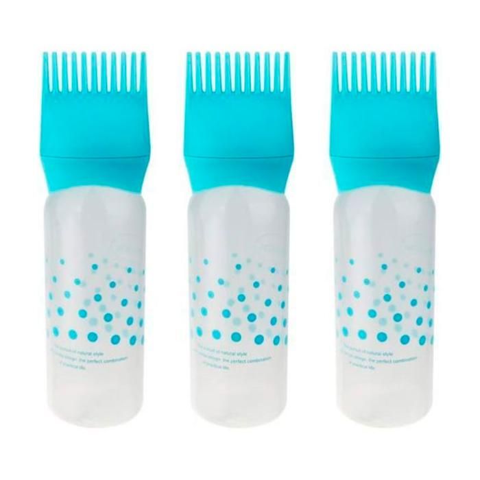 3 x Flacon de coloration pour soins cheveux avec peigne, Bouteille de shampoing