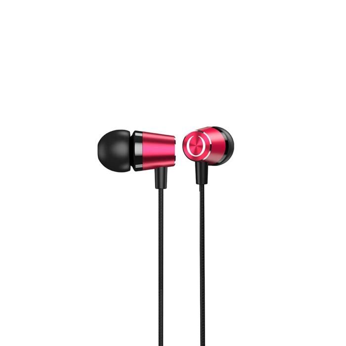 Ecouteurs intra-auriculaires - ORYX - Rouge - Filaire - Ergonomiques - Microphone intégré