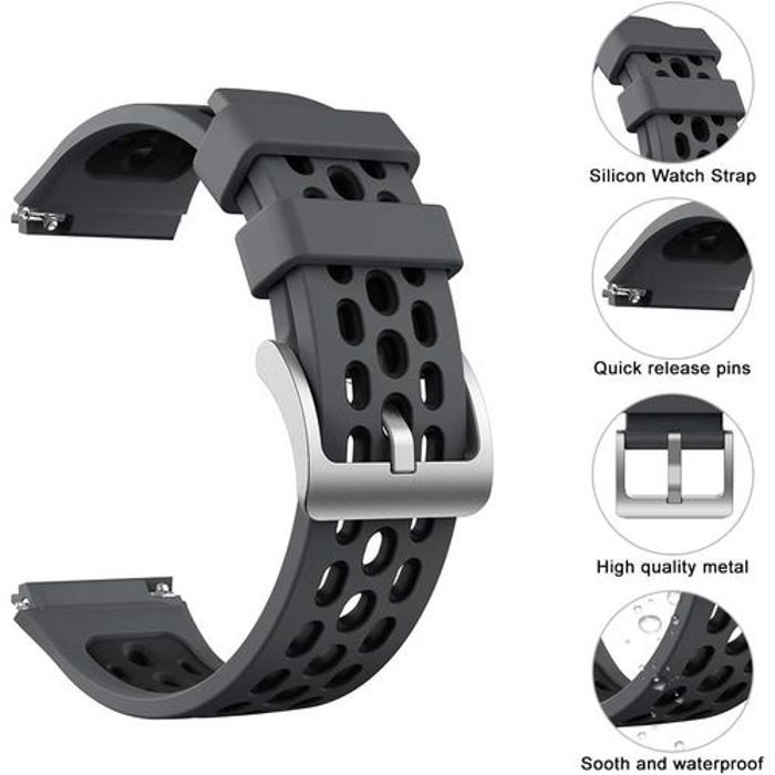 Bracelet de rechange silicone pour Huawei GT2e - Gris Noir