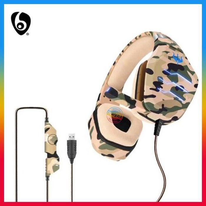 Casque de Jeu - OVLENG - Q9 - HiFi Stéréo - Micro Rotatif - LED Jaune Armée