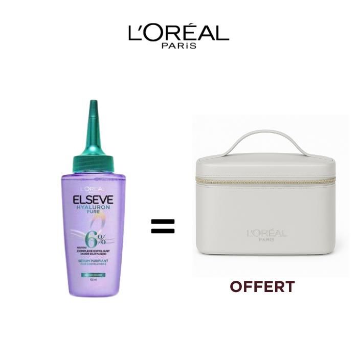 Offre capillaire: L'Oréal Paris Elsève Hyaluron Pure Sérum + Trousse Vanity Offerte
