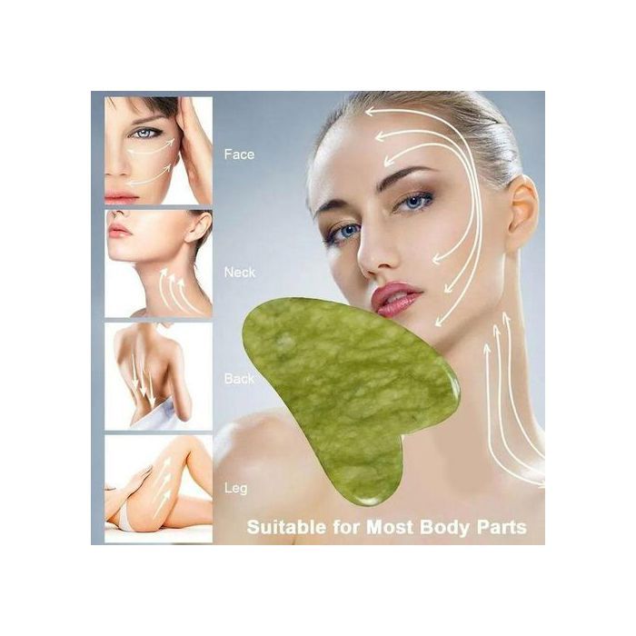 Pierre Naturel Gua Sha Jade, Outil de massage visage, anti-stress, relaxation, Grattoir Facial