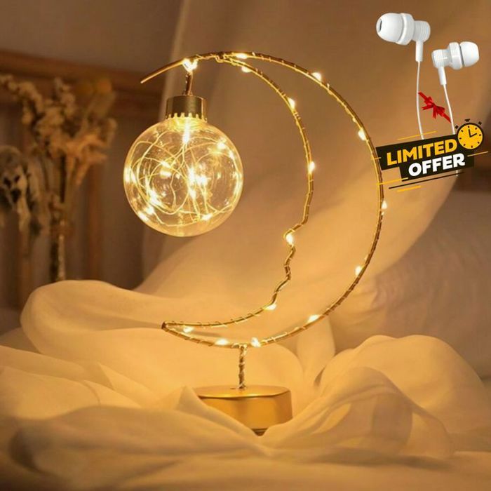 Veilleuse LED en Forme de Lune – Ambiance Unique + Écouteurs Offerts