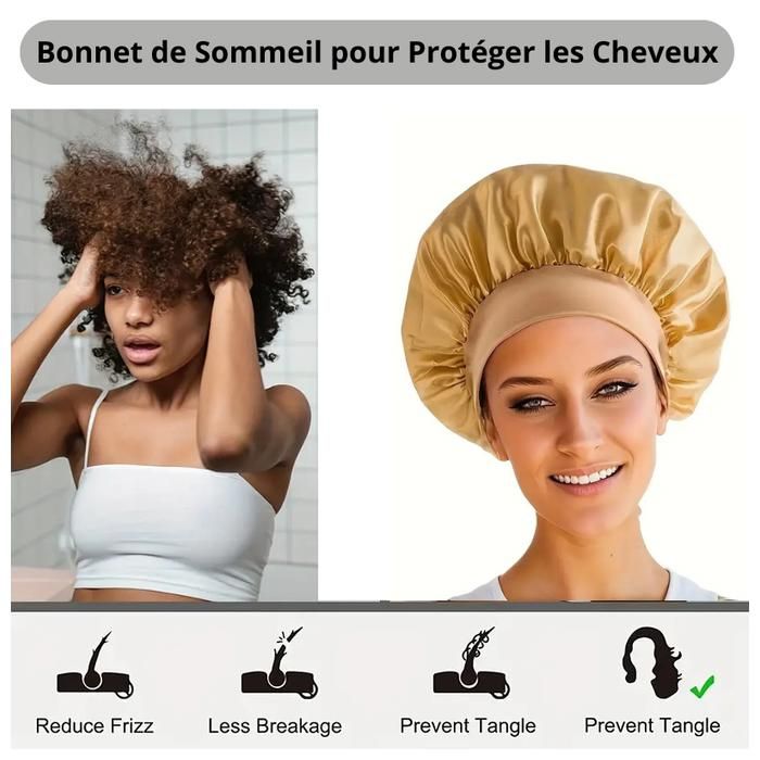 Bonnet de Sommeil pour Protéger les Cheveux, Convient pour Dormir - gold