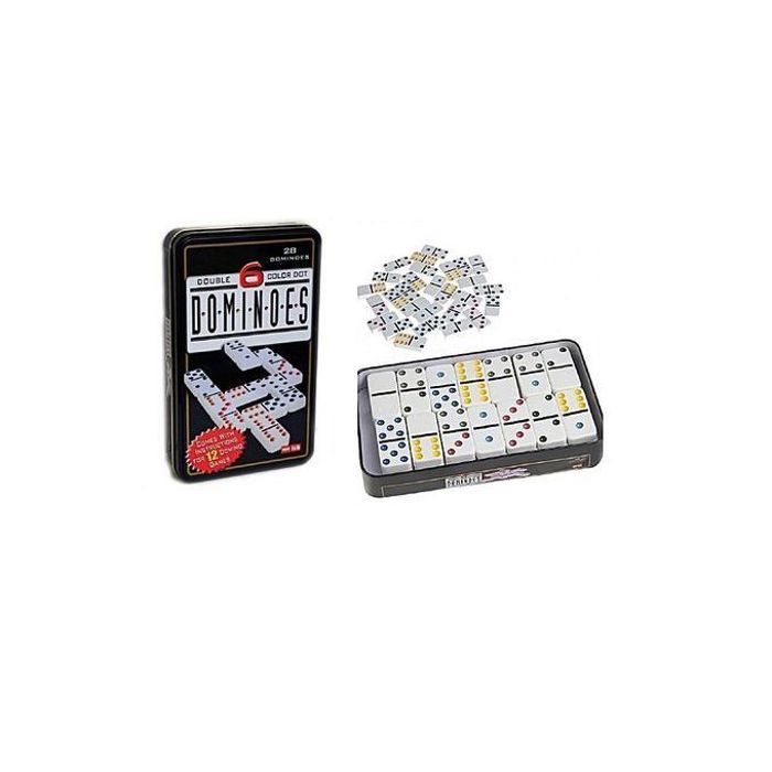 Domino Professionnel - Boîte Métallique 28 Pièces de Couleur