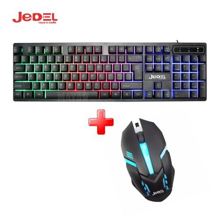Combo Gaming - Jedel - Clavier + Souris USB - Rétro-éclairage RGB - Anti-ghosting - Ergonomique