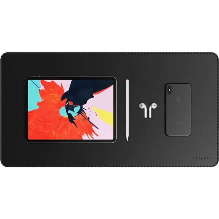 Tapis de souris - Satechi - Eco Leather DeskMate - Noir - Résistant à l'eau - Bords cousus