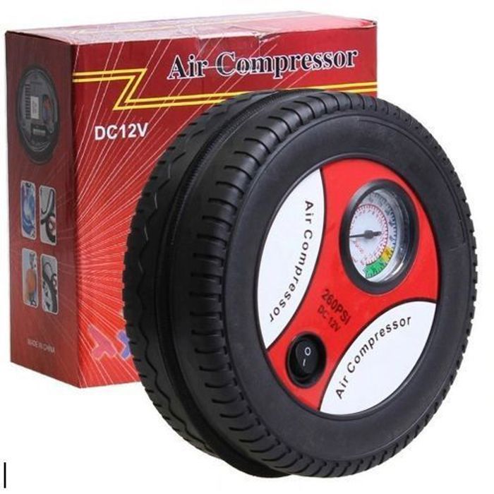 Compresseur d'air électrique - DC12V - Mini pompe gonflable - Portable - 3 adaptateurs - Manomètre inclus