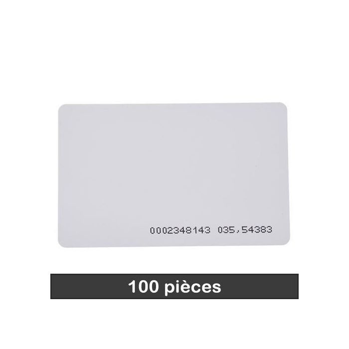 Badges d'accès RFID - Non spécifié - Pack de 100 - 125KHz - Plastique - Sans contact
