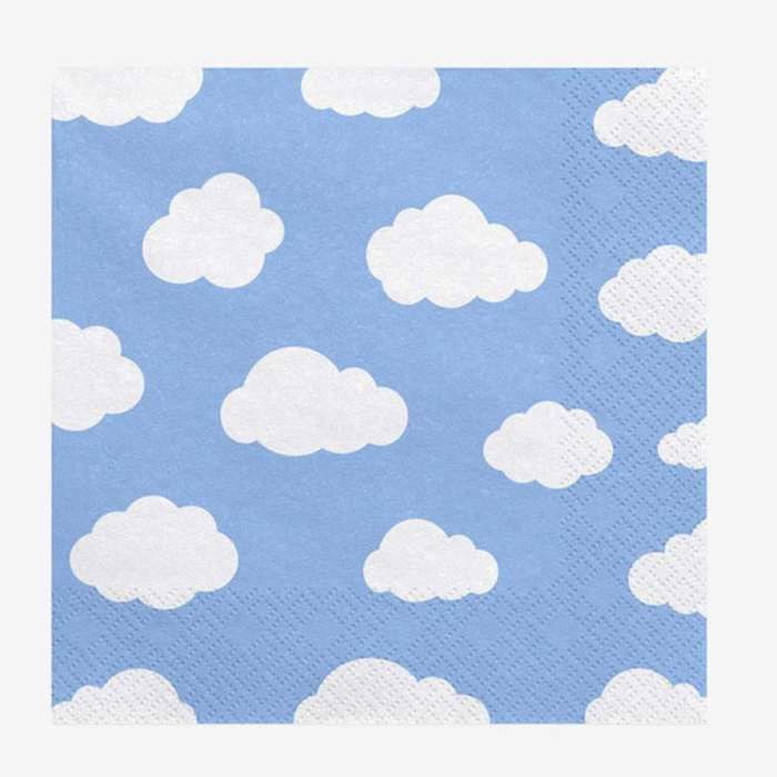 Serviettes bleues nuages