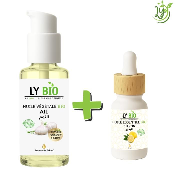 LYBIO PACK HUILE AIL 50ML - POMPE + HUILE ESSENTIEL CITRON 10ML