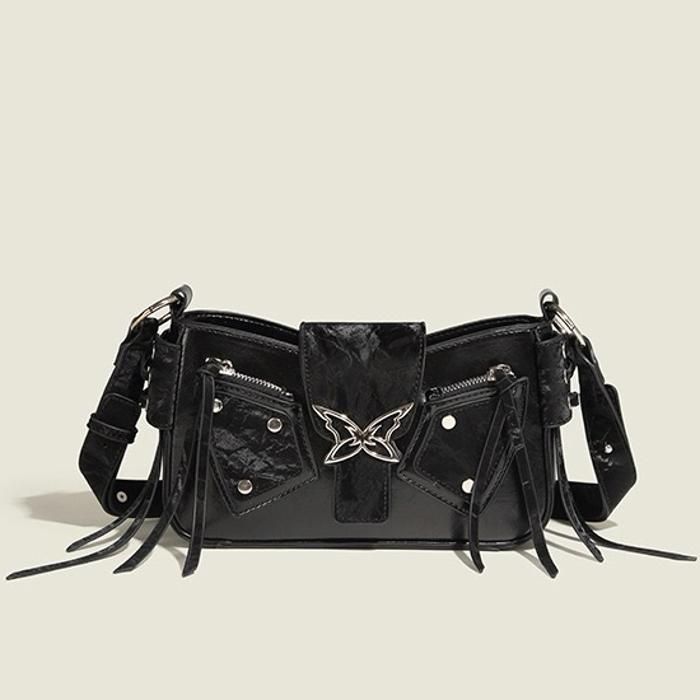 Sac à main - COUCOU PARIS - CK007-2 - Noir - PU suédé - Tendance papillon 2024