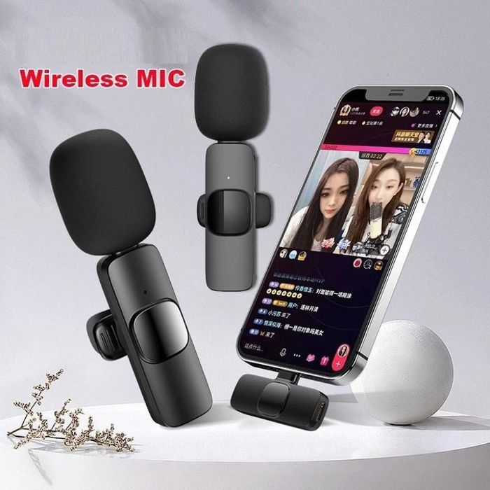 Microphone Lavalier K11 - Sans fil - 2,4 GHz - Portée 20m - Réduction bruit - Compact