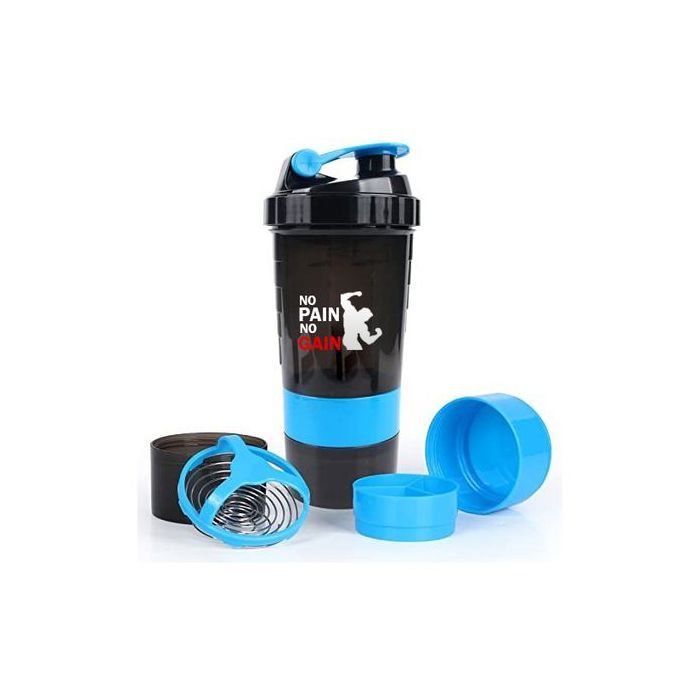 Shaker Sans BPA Multifonction – Bouteille de Boisson Sportive avec Couvercle Sécurisé et Compartiments de Rangement