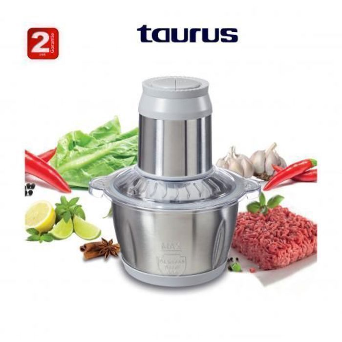Hachoir électrique - TAURUS - Chopper KWIK - Inox - 600W - 4 lames - 1.8L