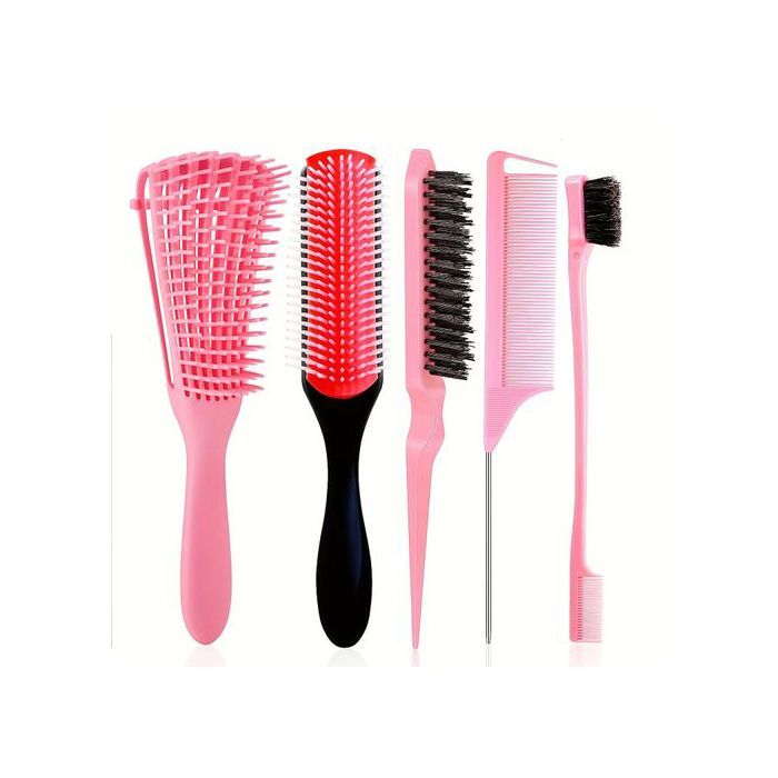 Brosses Déroulantes - Non spécifié - Ensemble de 5 - Poils en Nylon - Couleur Rose - Pour Cheveux Bouclés