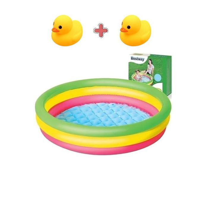Piscine gonflable - BESTWAY - Mini Pack - 102 cm x 25 cm - 62 litres - Colorée