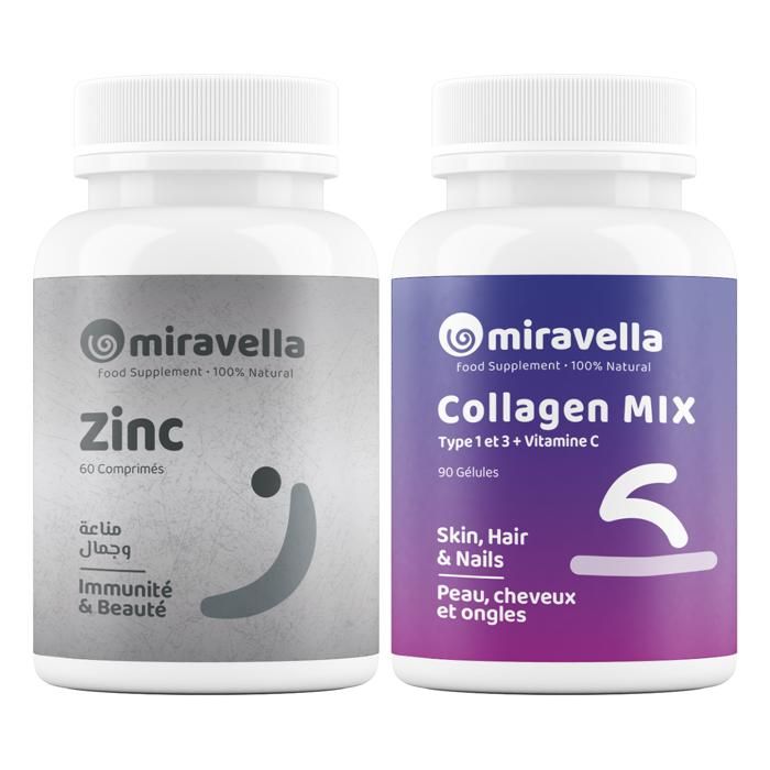 Pack Beauté Duo Collagène Mix et Zinc - Miravella Complément Alimentaire