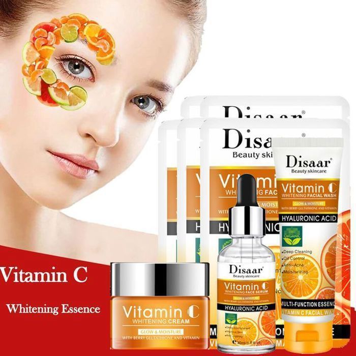 Disaar nettoyant pour le visage, sérum à la vitamine c, 5 masques facial, crème visage,  blanchissant
