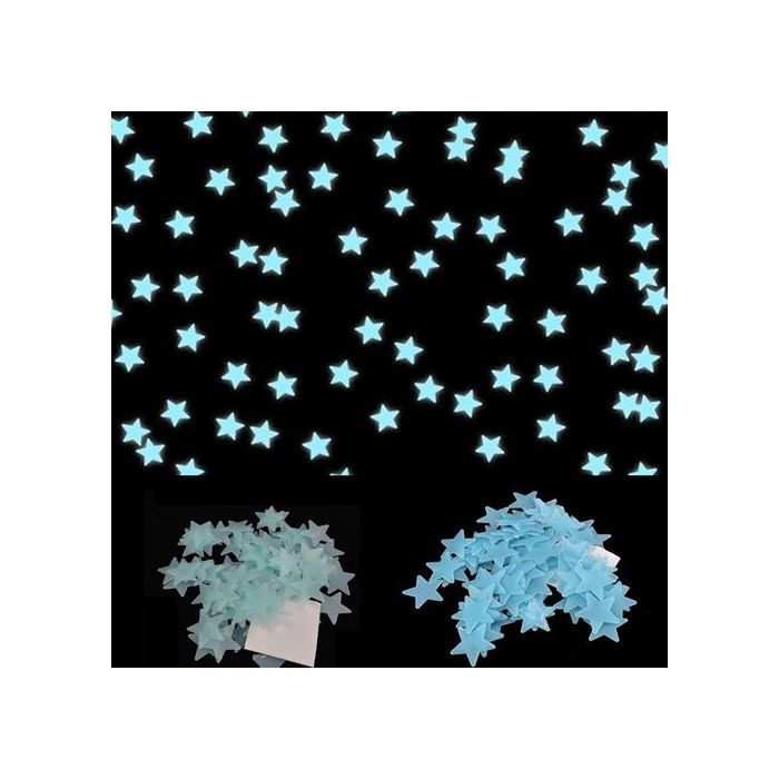 Lot de 100 étoiles fluorescentes, Autocollants muraux lumineux pour plafonds et chambres à coucher