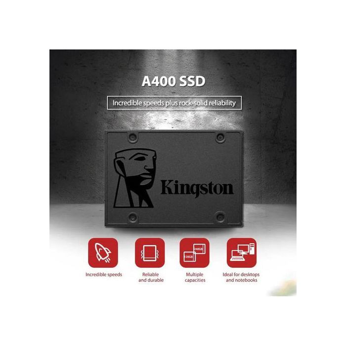 Disque dur interne SSD - Kingston - A400 - 480 Go - SATA 3 - Pour ordinateur portable
