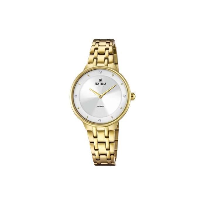 Montre Femme - FESTINA - Mademoiselle F20601/1 - Acier Doré - Cadran Blanc - Étanchéité 5 ATM