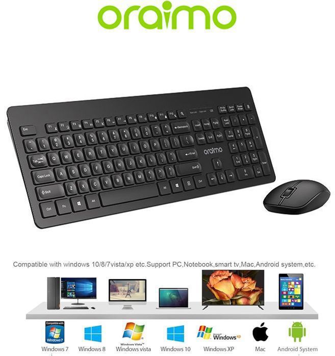PACK CLAVIER SOURIS Sans Fil 2,4G ORAIMO SmartOffice Combo 104 touches Langue : Français