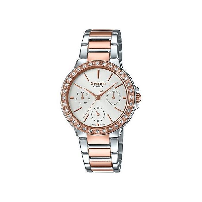 Montre Femme - CASIO - SHEEN COLLECTION - Bicolore bronze - Cristal SWAROVSKI - Résistance 50m