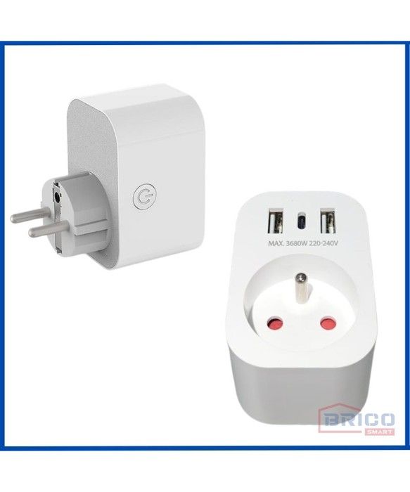 Prise Connectée - Wifi 16A - 2 ports USB Type A et C - Contrôle à distance - Programmation horaire