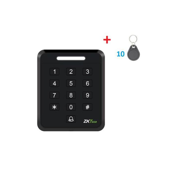 Digicode - ZKTeco - Contrôle d'accès - Étanche - Rétro-éclairé - 10 tags RFID inclus
