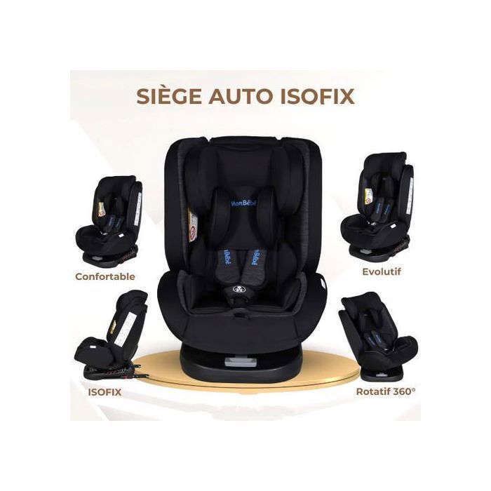 Siège Auto Isofix Rotatif 360° – Mon Bébé – 0 Mois à 36 kg | Confort, Sécurité, Évolutif