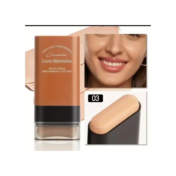 Bâton 2 in 1 Fond de Teint Stick avec Brosse, Crème Correctrice Mat et Imperméable