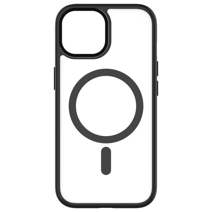 Coque pour iPhone 15 Hybrid Soft avec Snap Compatible MagSafe QDOS Noir