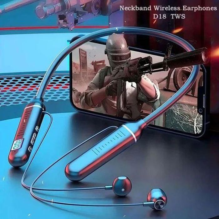 Recrsi Casque sans fil Bluetooth, écouteurs tour de cou Silicone Hifi stéréo pour sport.