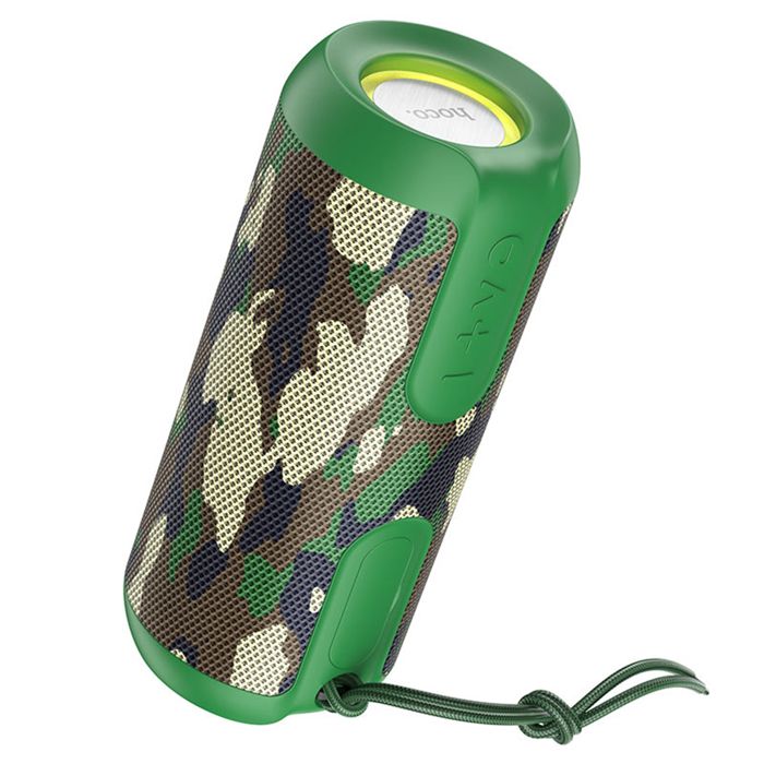 Haut-parleur sans fil BT 5.1, FM, carte TF, disque U, lumières RVB, 10 W, 1200 mAh - Hoco Artistic Sports (BS48) - Camouflage