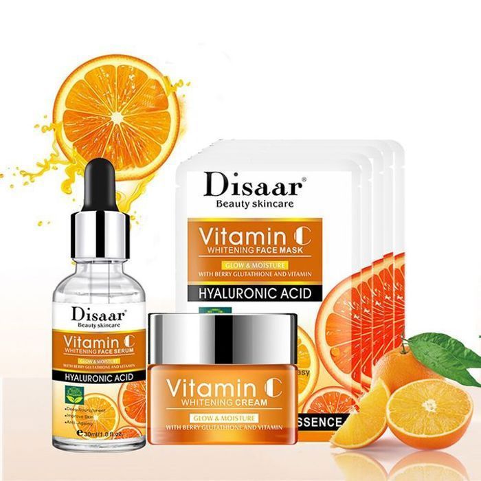 Disaar kit soins du visage à la vitamine c, sérum anti-rides et anti-âge, crème visage, 5 feuilles masques