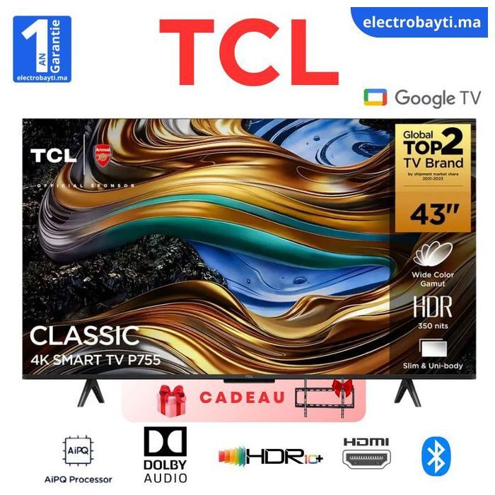 TV 43" - TCL - P755 - 4K UHD - HDR10 - Dolby Atmos - Google TV