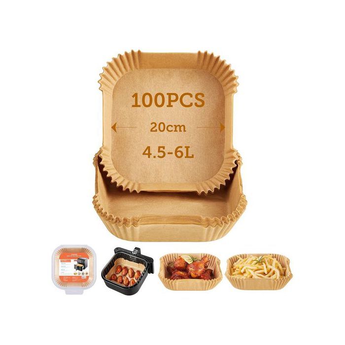 100 pièces de papier de cuisson pour Friteuse sans huile carré 4.5-6 L