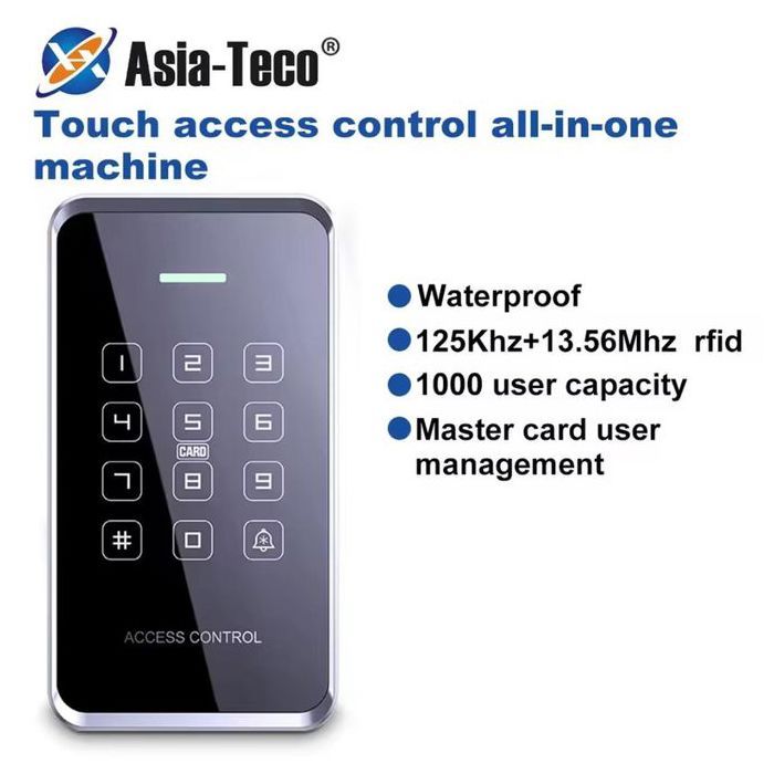 Contrôle d'accès étanche rétro-éclairage écran tactile 125Khz + 13.56Mhz + Téléphone NFC, RFID carte de proximité mot de passe