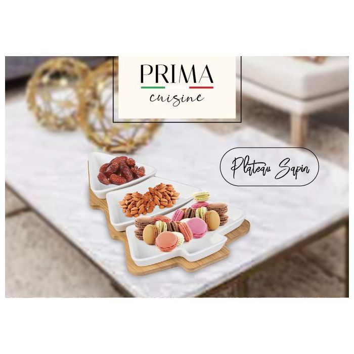 Prima - Plateau avec 3 Plats en Porcelaine - Forme Sapin - Porcelaine