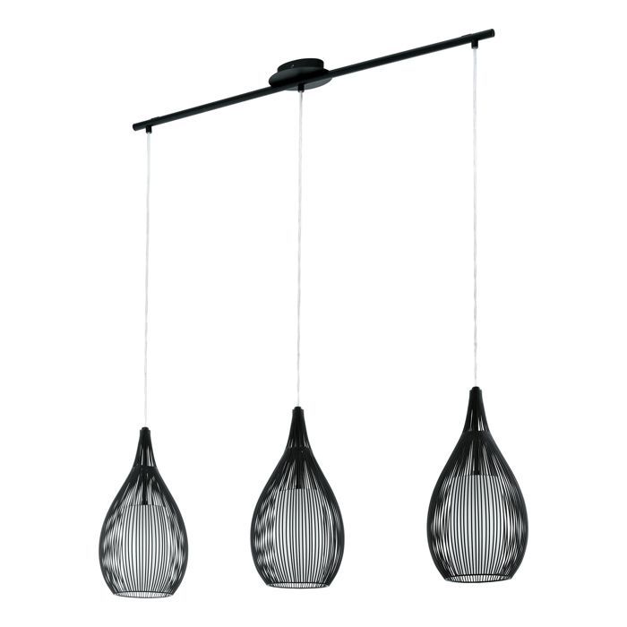 Suspension RAZONI E27 3X60W en acier noir 990x190x1100mm