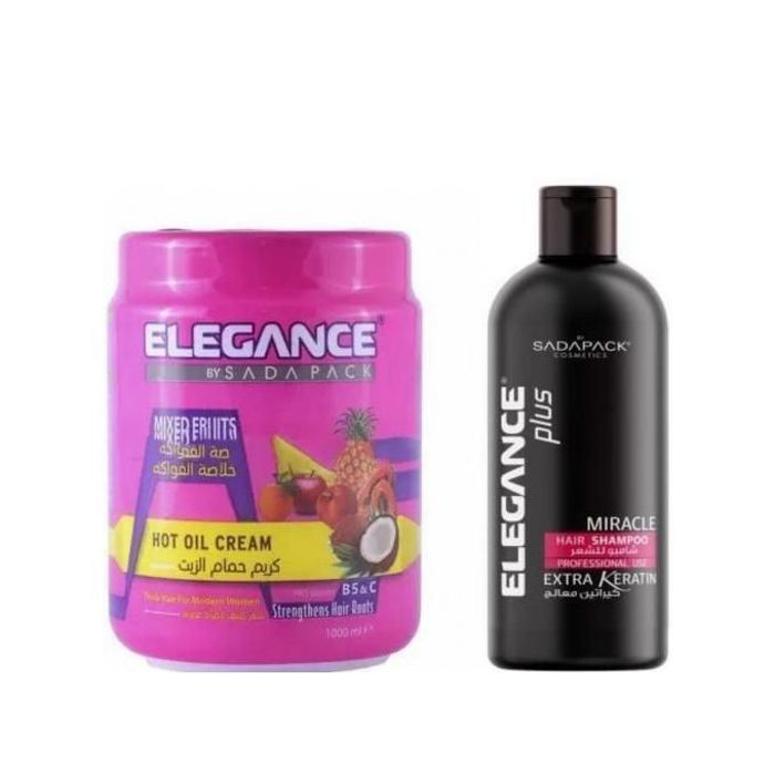 Shampoing extra kératine Elegance 500ml et masque traitant aux vitamines B5 et C - 1kg